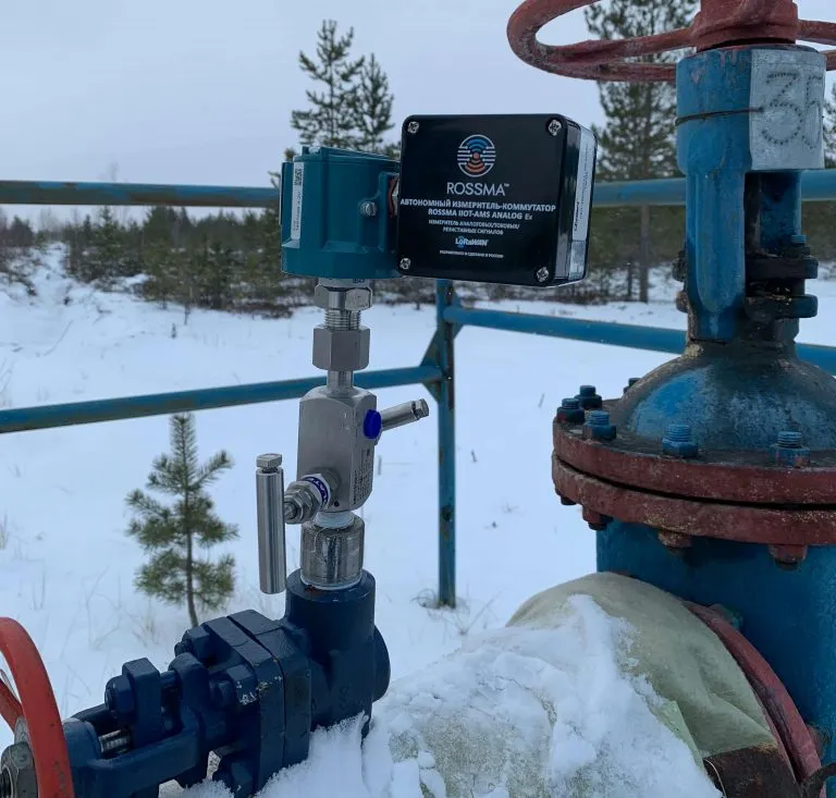 Беспроводная LPWAN система контроля утечек нефтепровода ХМАО, автономный измеритель коммутатор ROSSMA IIOT AMS Analog