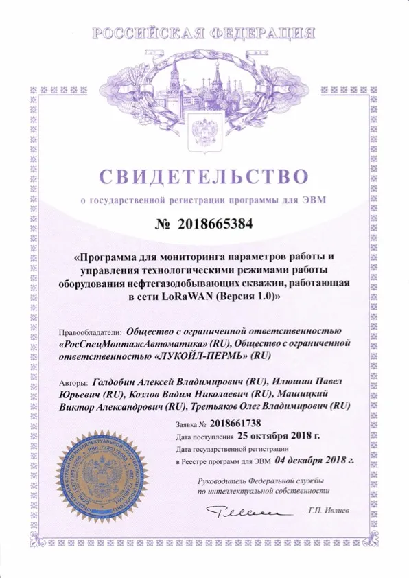 Свидетельство на программное обеспечение