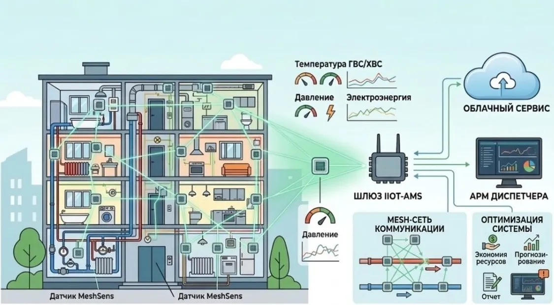 Mesh-мониторинг инженерных систем ЖКХ — ROSSMA IIOT-AMS MeshSens
