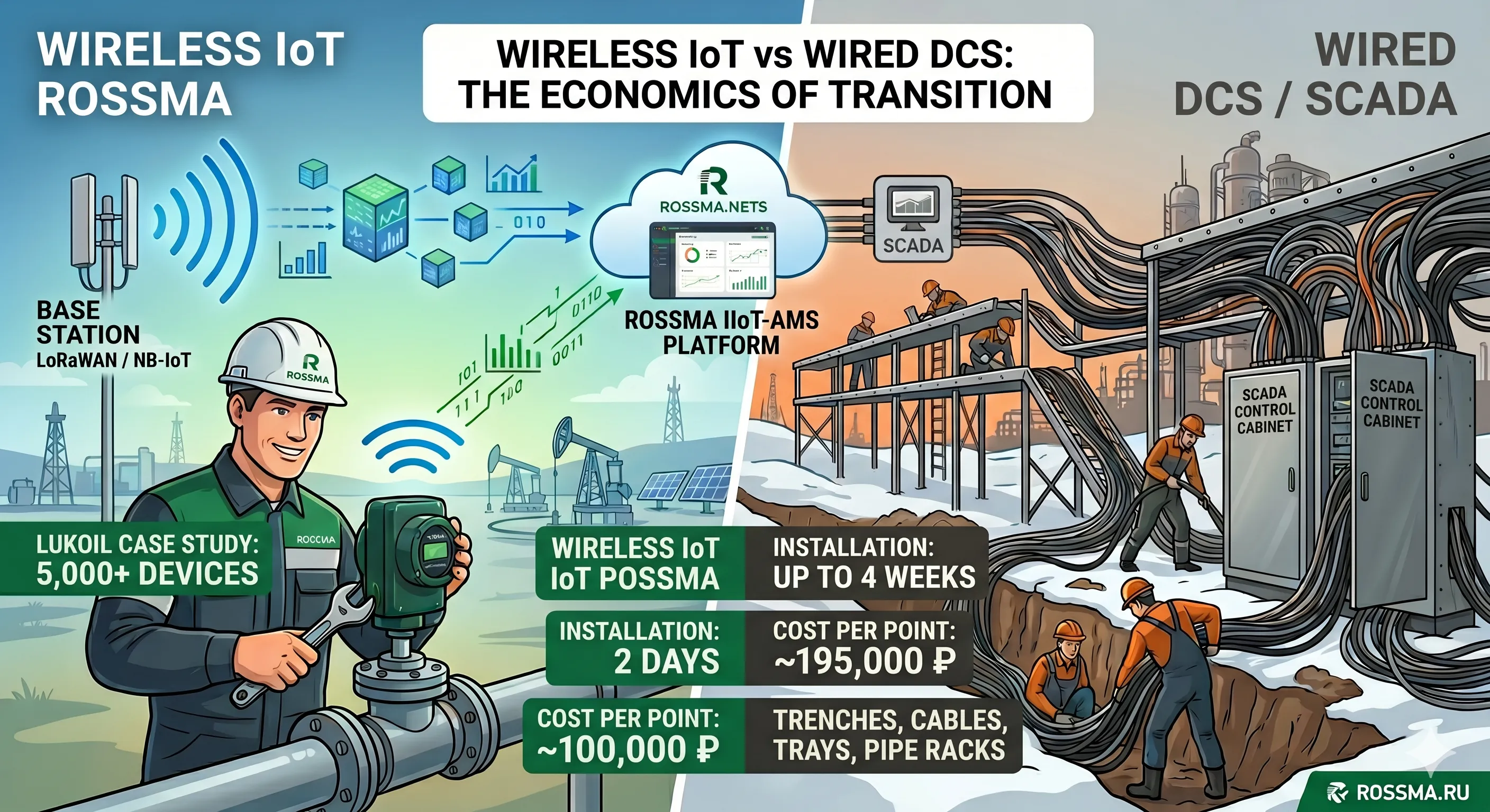 IoT اللاسلكي مقابل SCADA السلكية: اقتصاديات الانتقال