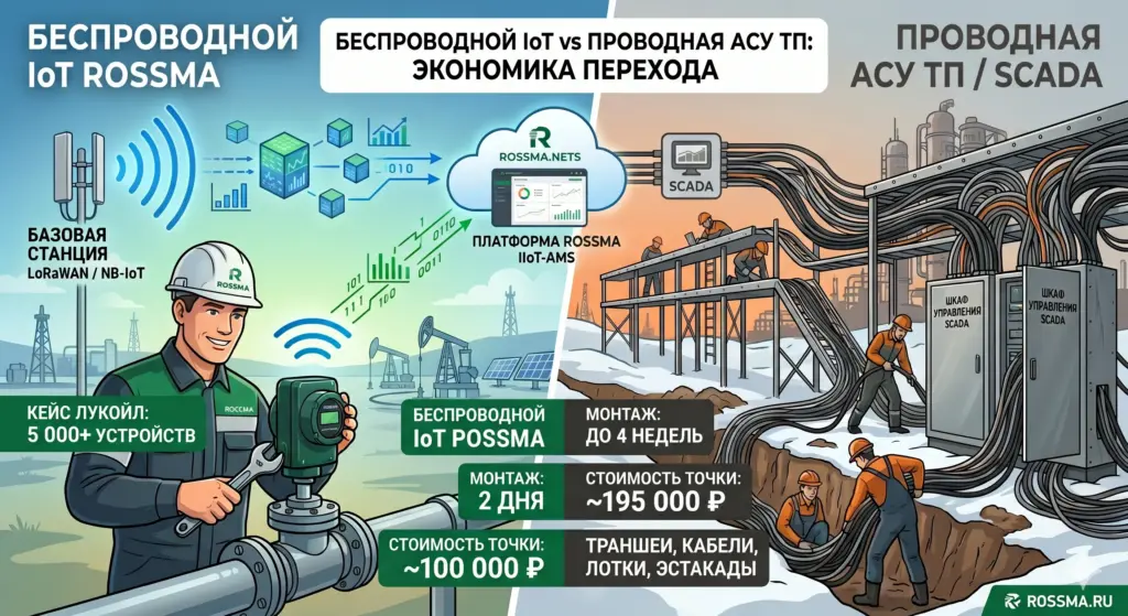 Беспроводной IoT vs проводная АСУ ТП: экономика перехода