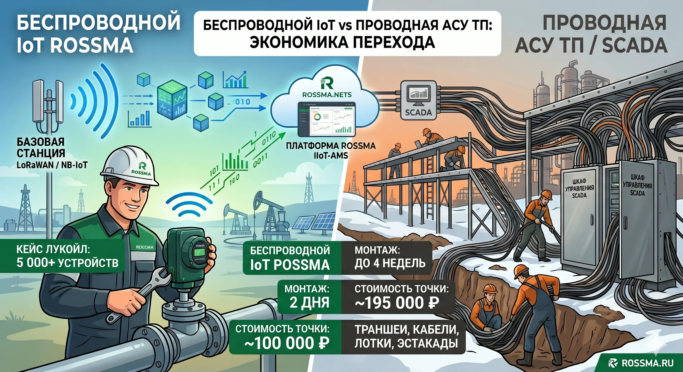 Беспроводной IoT vs проводная АСУ ТП: экономика перехода